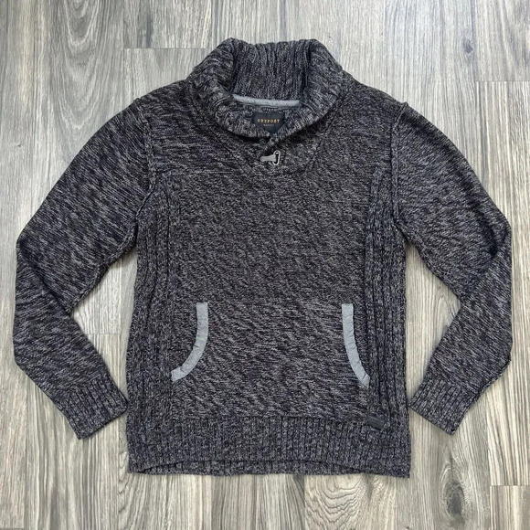 Outpost Makers Marled Gray Knit Cowl Neck Sweater Size Medium Cotton Blend - Picture 1 of 8